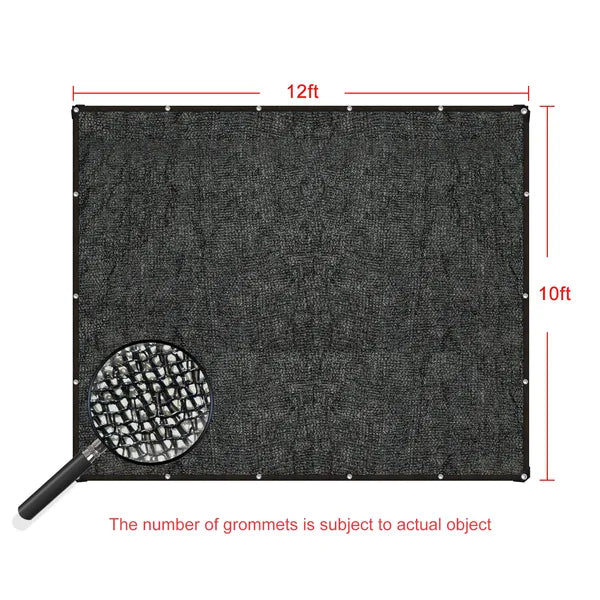 10ft x 12ft Black Sunshade Net for Patio and Balcony Protection