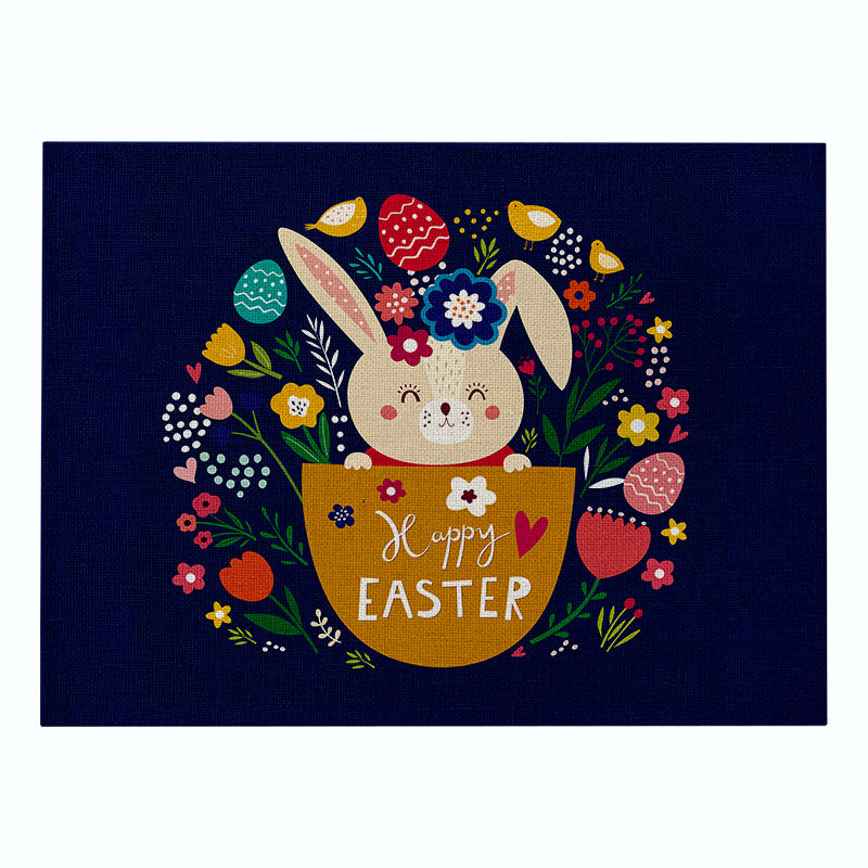 Cartoon Rabbit Kitchen Coaster Set Anti-Scalding Cotton Linen Placemat