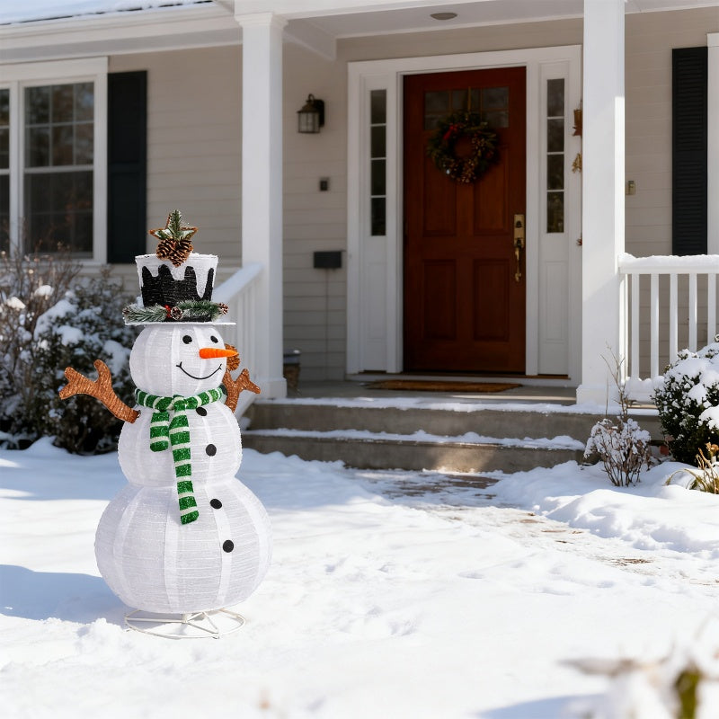 4ft White LED Snowman with Squirrel - Christmas Decoration