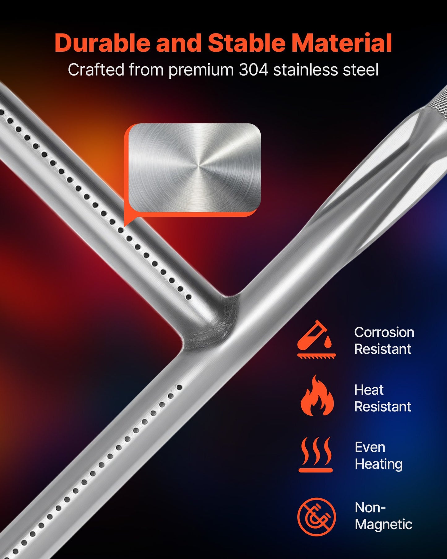 Replacement Stainless Steel Burner Tube for Weber Q Series Grills