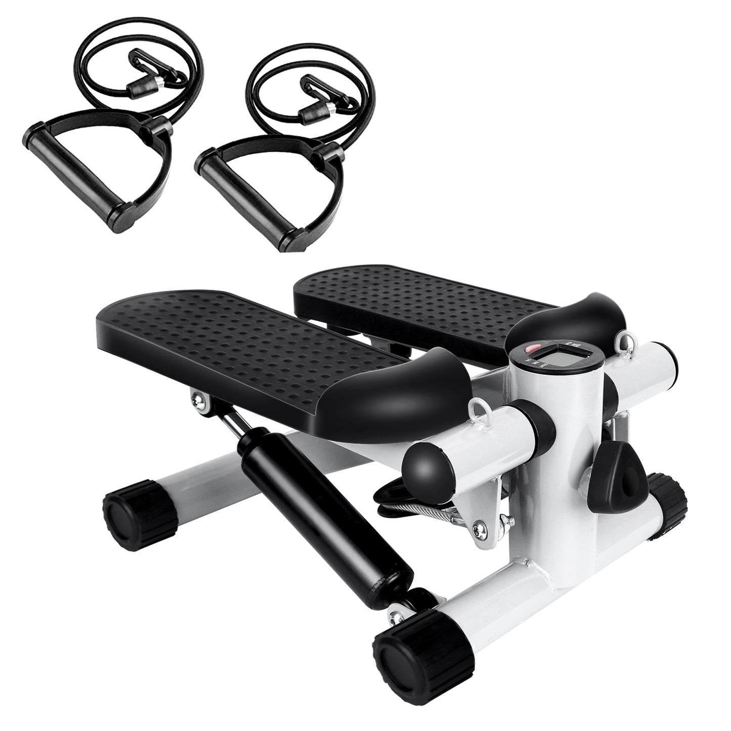 Mini Fitness Stepper with Resistance Bands & LCD Monitor - Grey