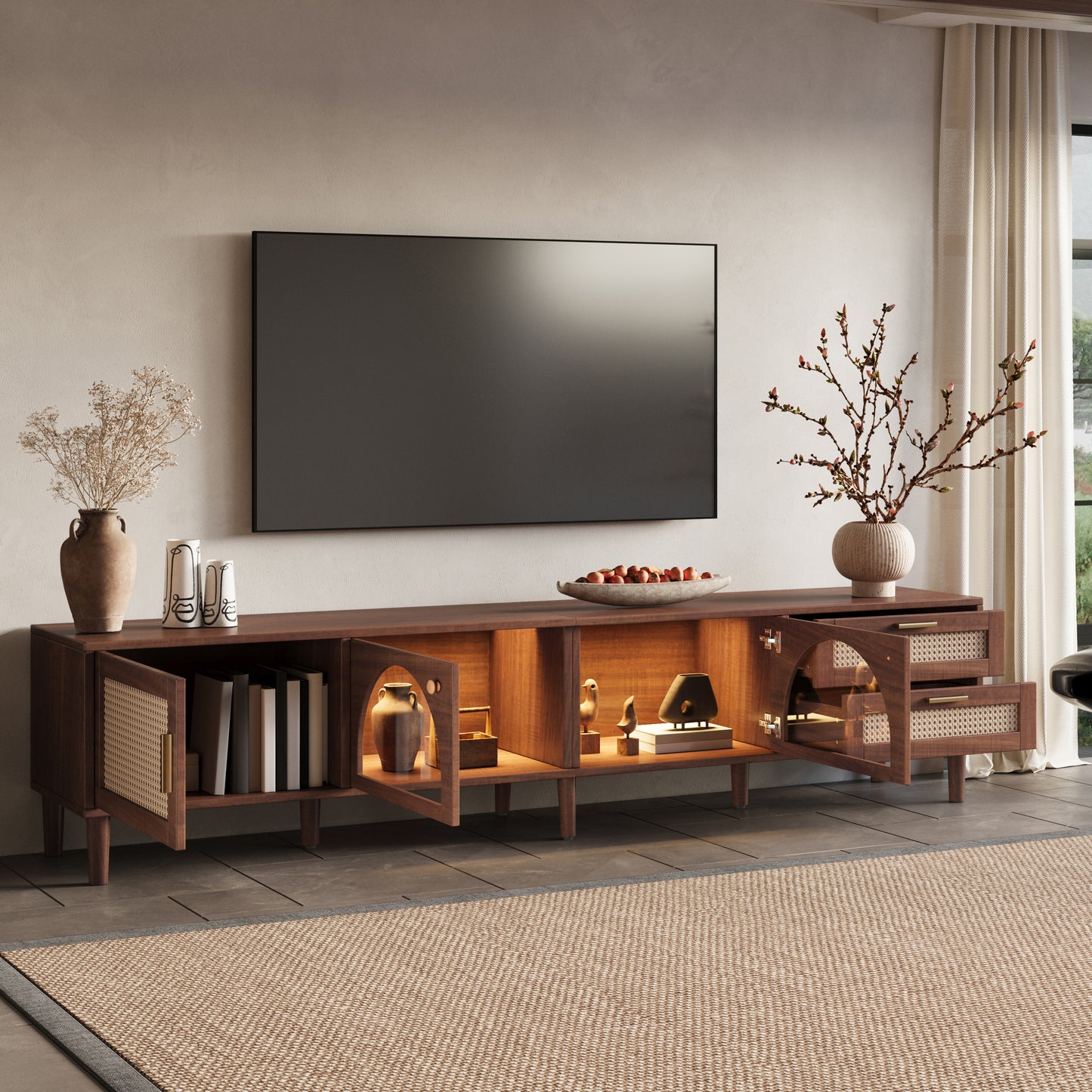 86 Inch TV Stand For TVs Up To 90 , Entertainment Center With App
