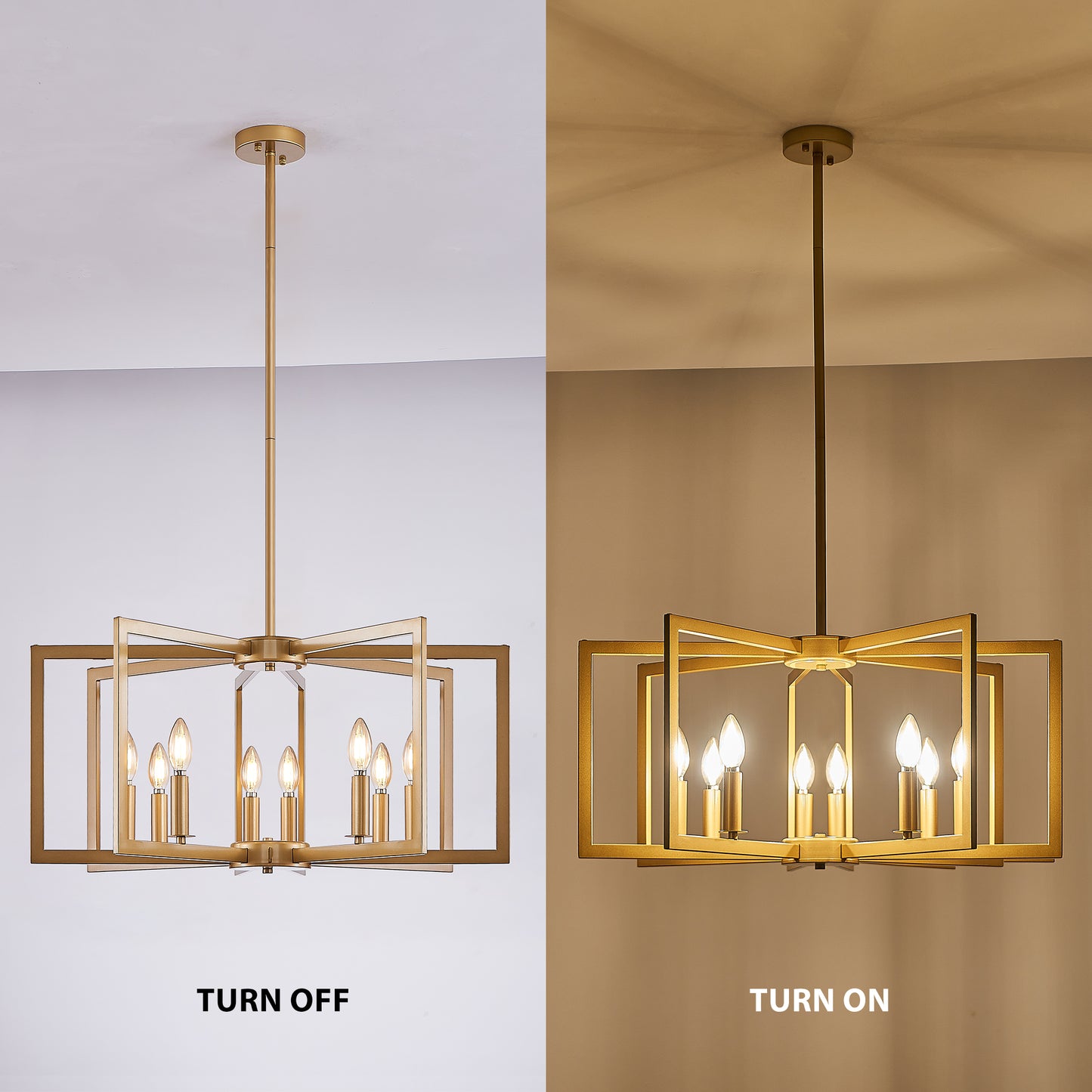 8-Light Modern Geometric Chandelier - Metal Pendant Light