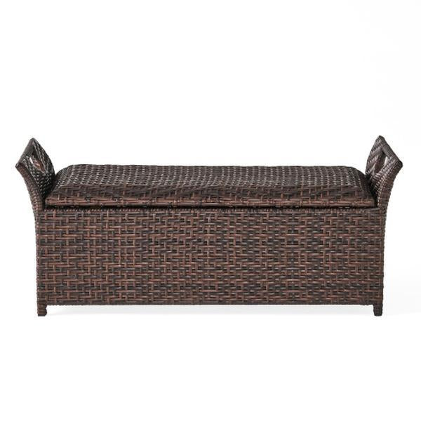 Wing Shaped Outdoor Storage Bench with Hidden Storage - Brown
