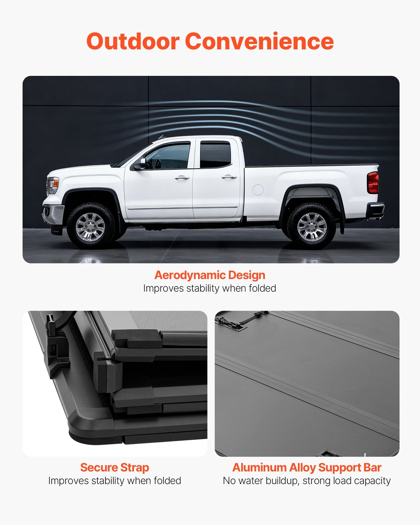 Waterproof Tri-Fold Truck Bed Tonneau Cover for Chevy Silverado & GMC Sierra 1500