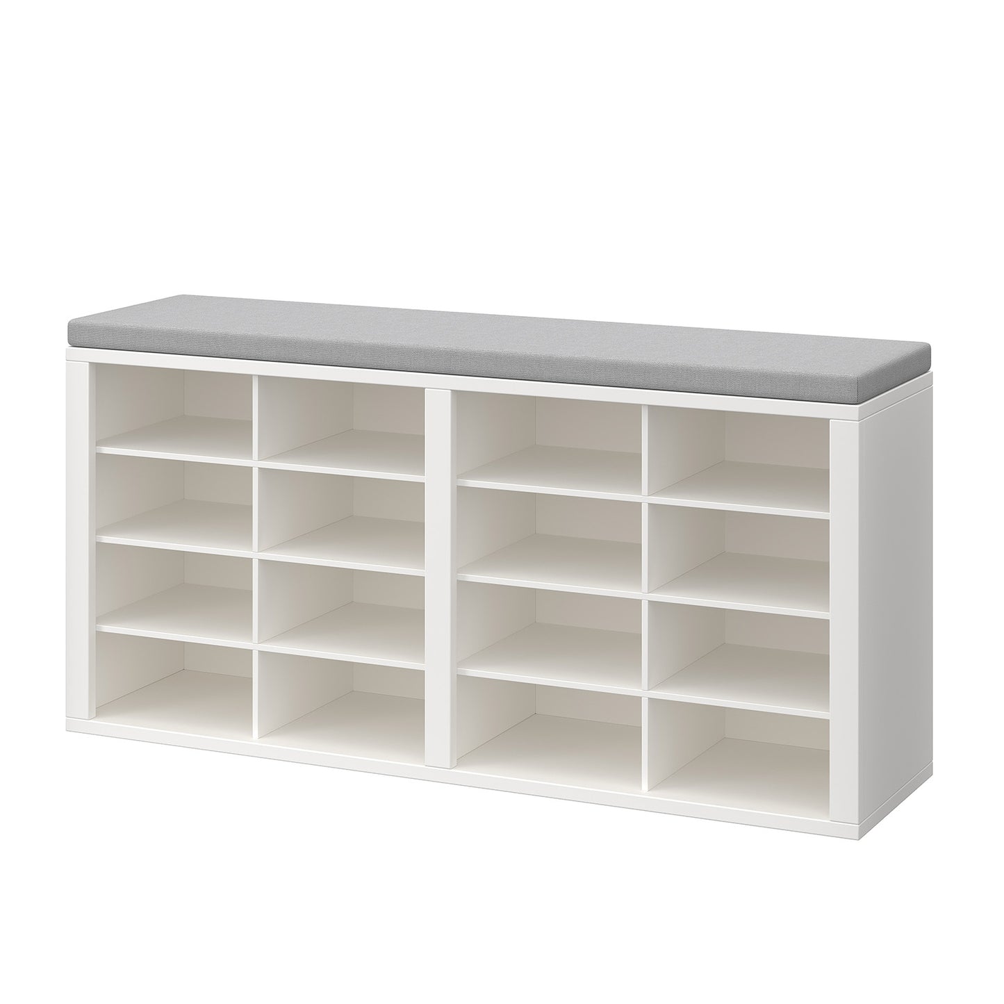 Shoe Storage Bench With Cushion 16 Cubby Rack Multifunctional