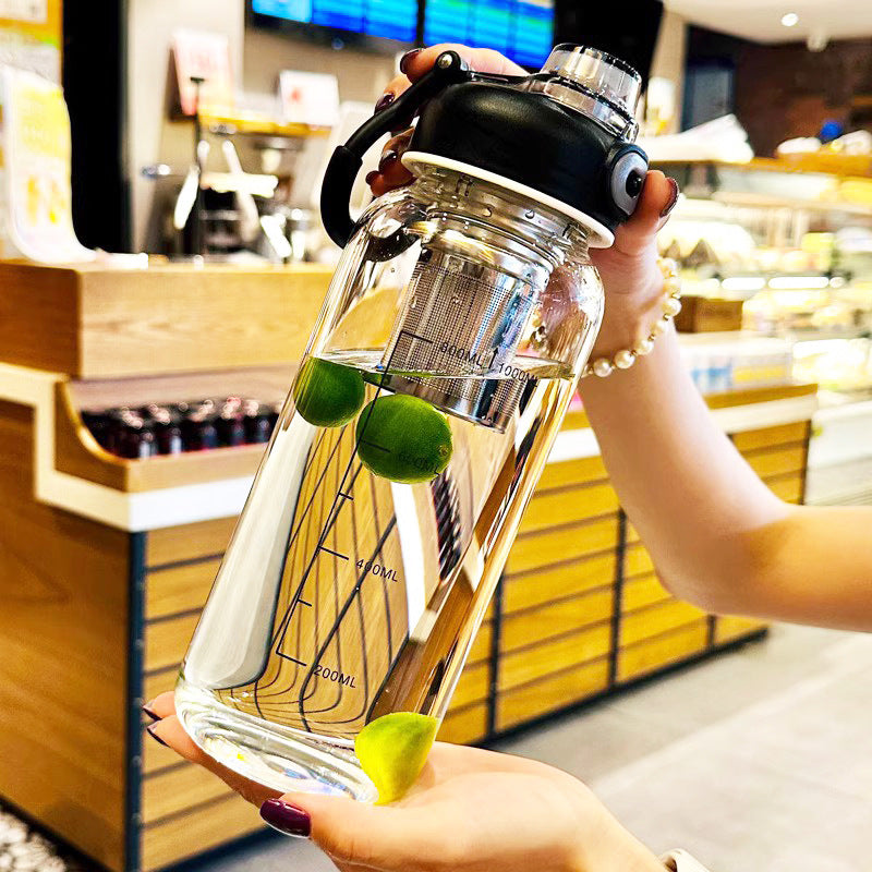 Extra-Large Glass Cup with Tea-Water Separation | Multi-Size & Color