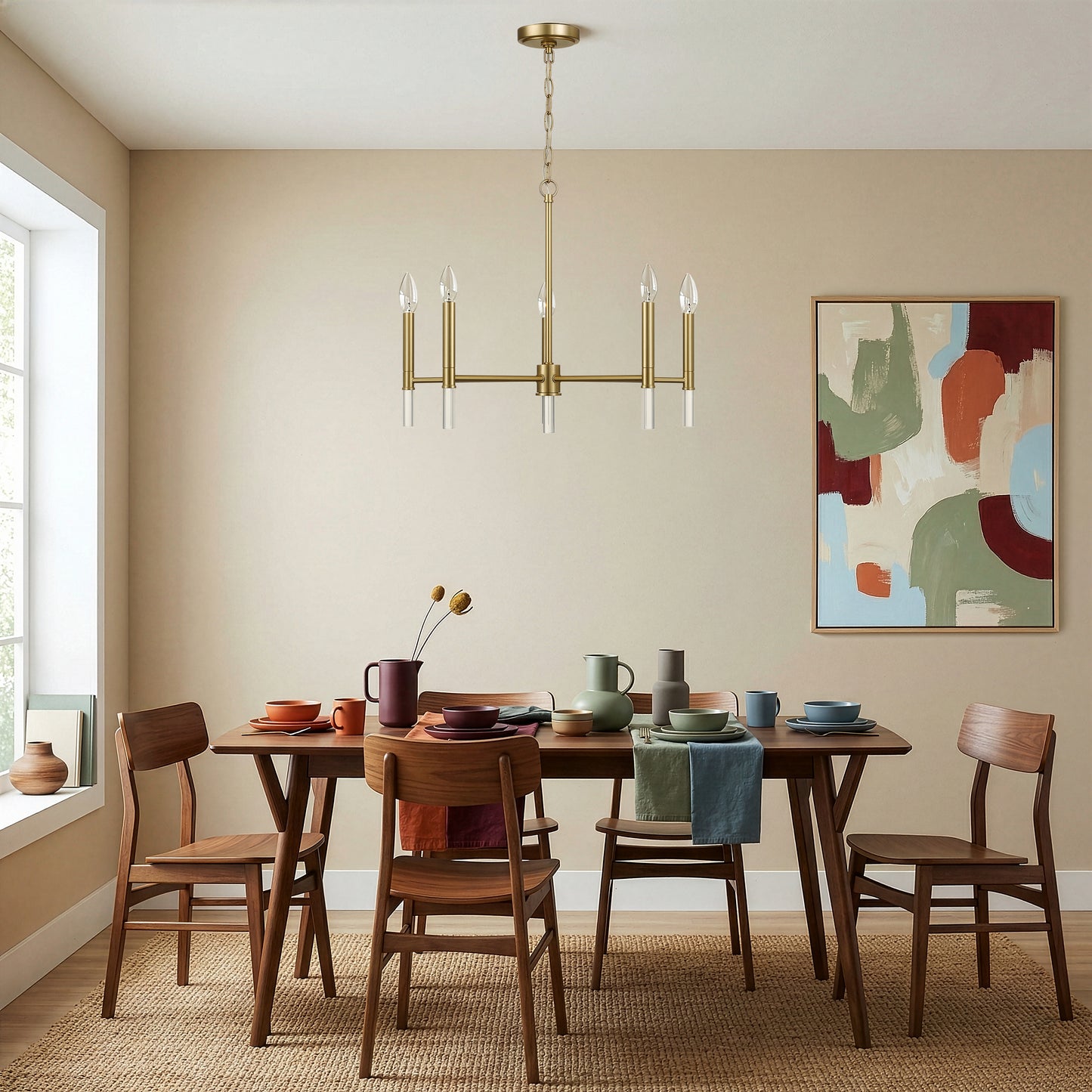 Courtyard Five Light Golden Brass Candle Chandelier 24 W X 17.75 H