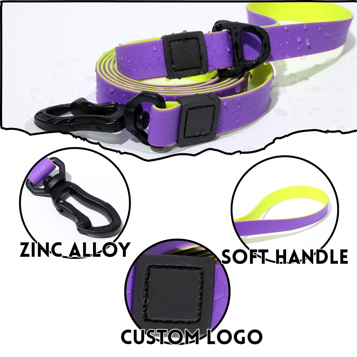 Honeycomb Embossed Dual-Color Pet Leash Set Waterproof & Wear-Resistant