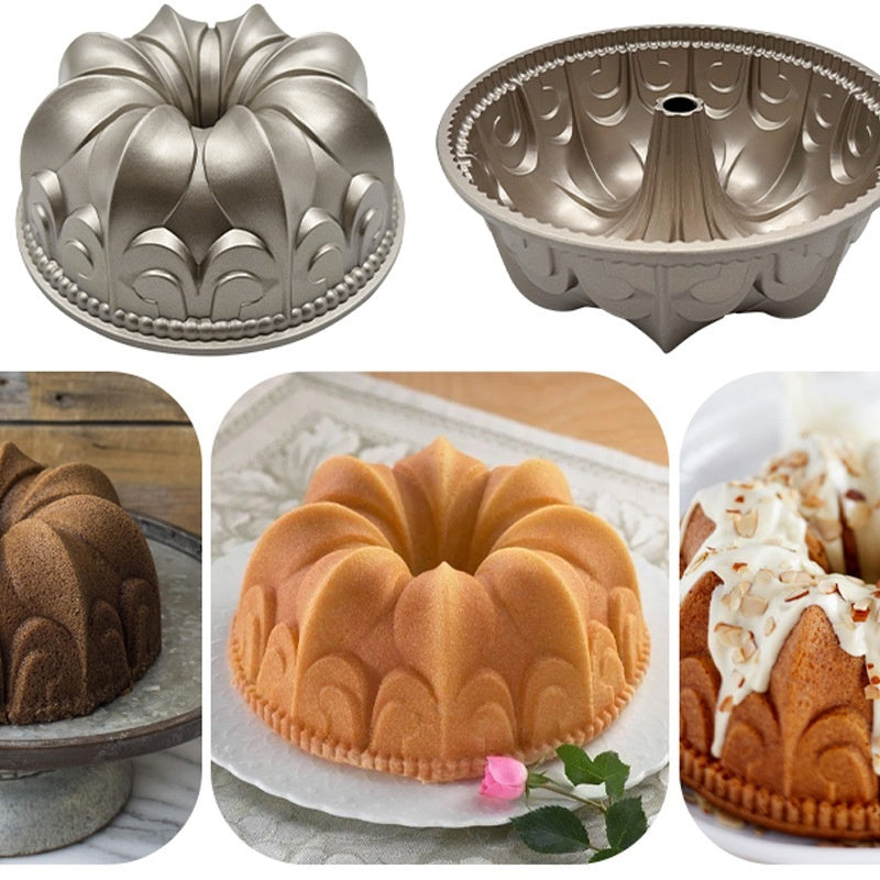 Cast Aluminum Hollow Cake Mold for Baking - Multi-Color Variants
