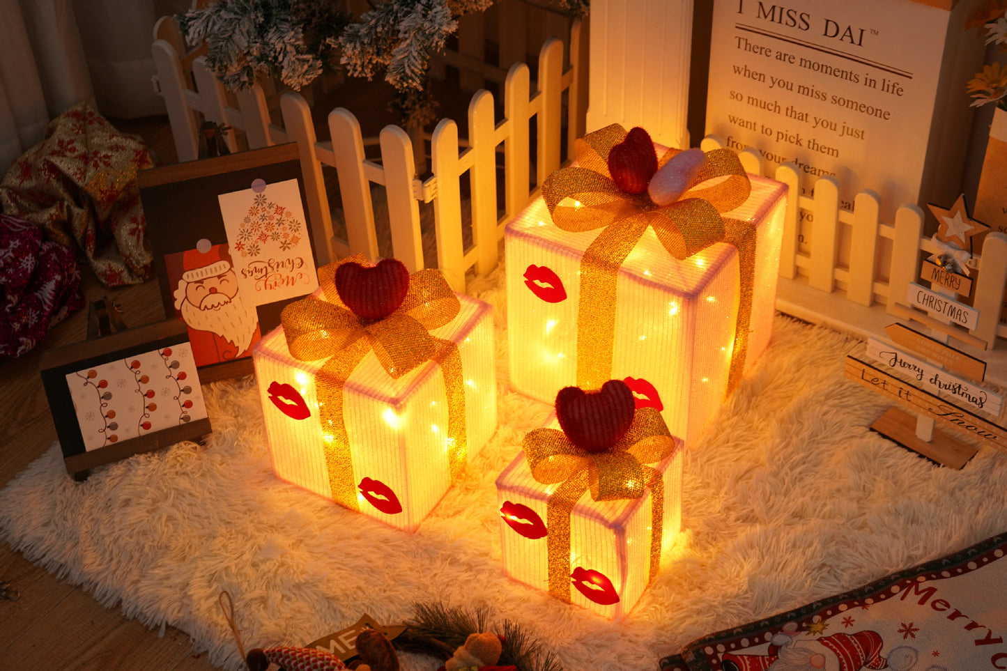 Remote Control Christmas Gift Box Lights - Holiday Decorative LED Set