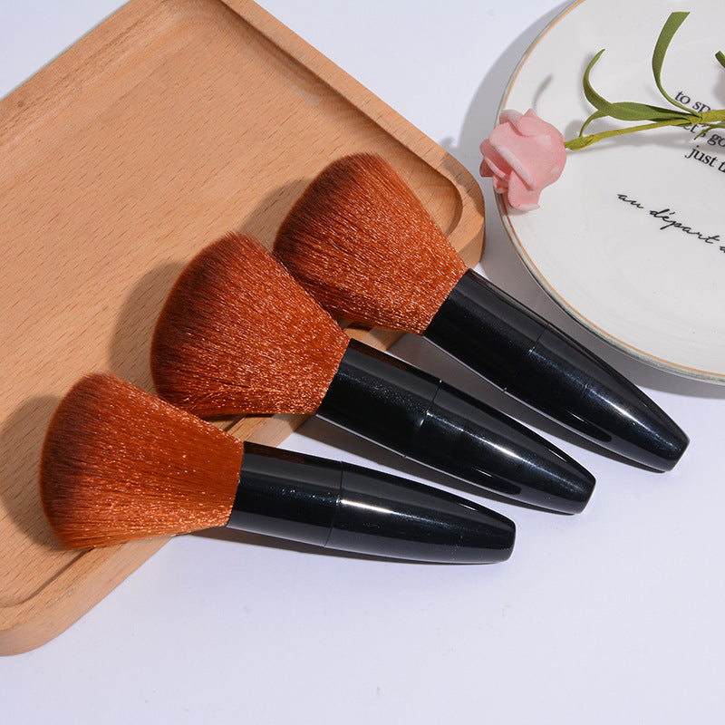Face Powder and Blush Brush - Double Brown Makeup Brush with Nylon Bristles