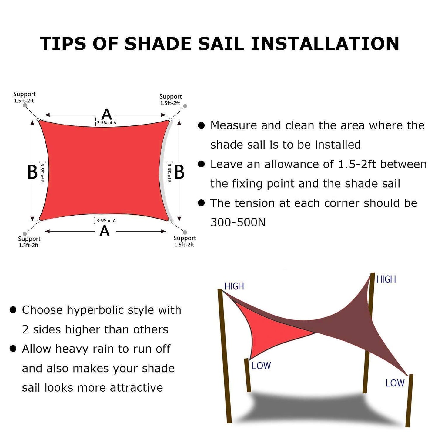 10x10 ft Sunshade Sail Garden Canopy UV Protective Waterproof Shade Sail - Multiple Colors