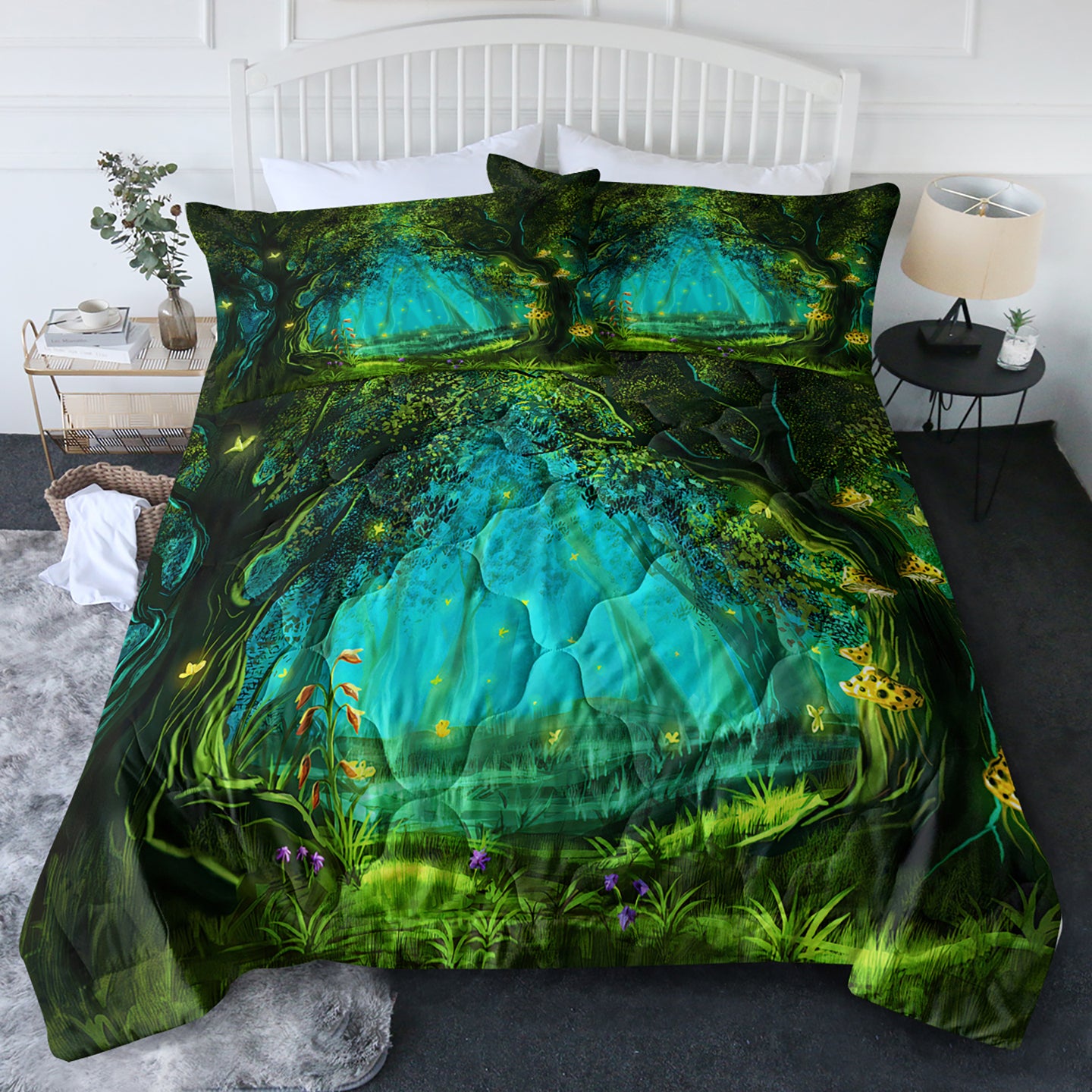 Green Comforter Set - 3-Piece Bedding Set with Shams