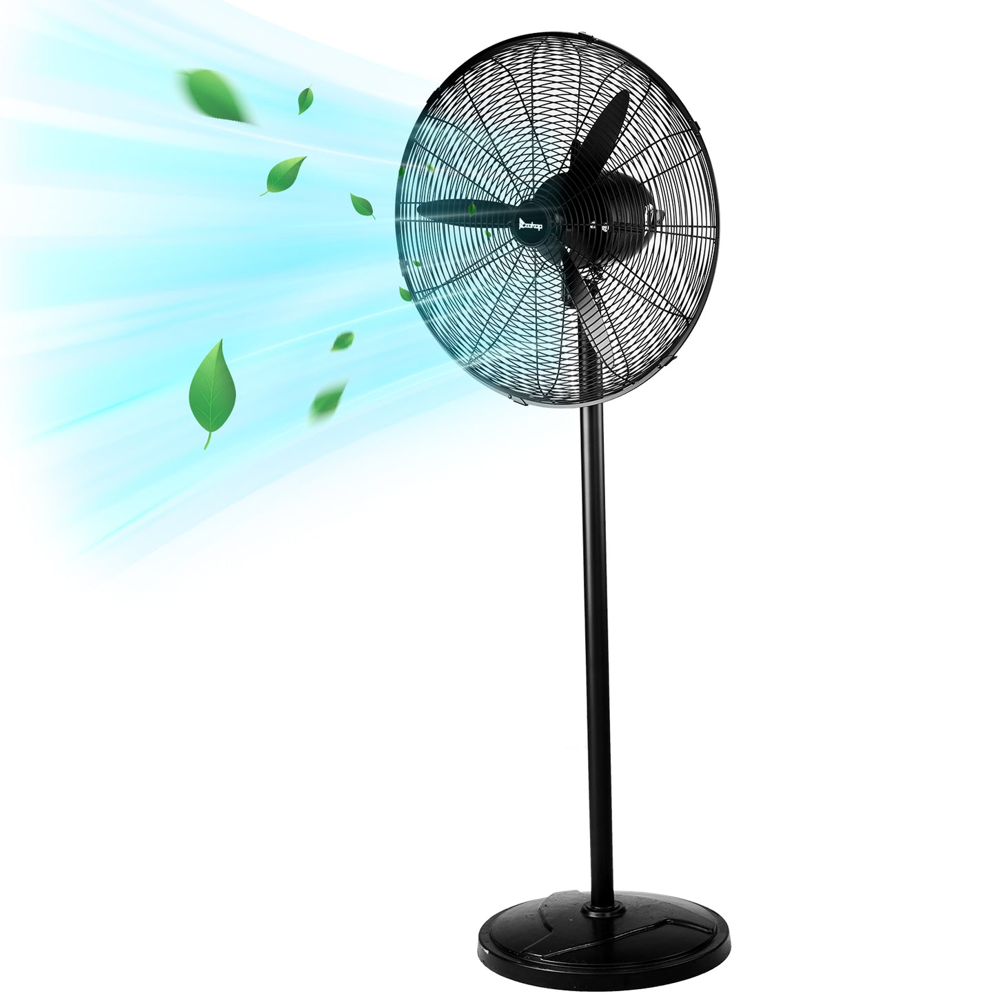 20 Inch Oscillating Pedestal Floor Fan with Copper Motor, 4-Speed Adjustable Height