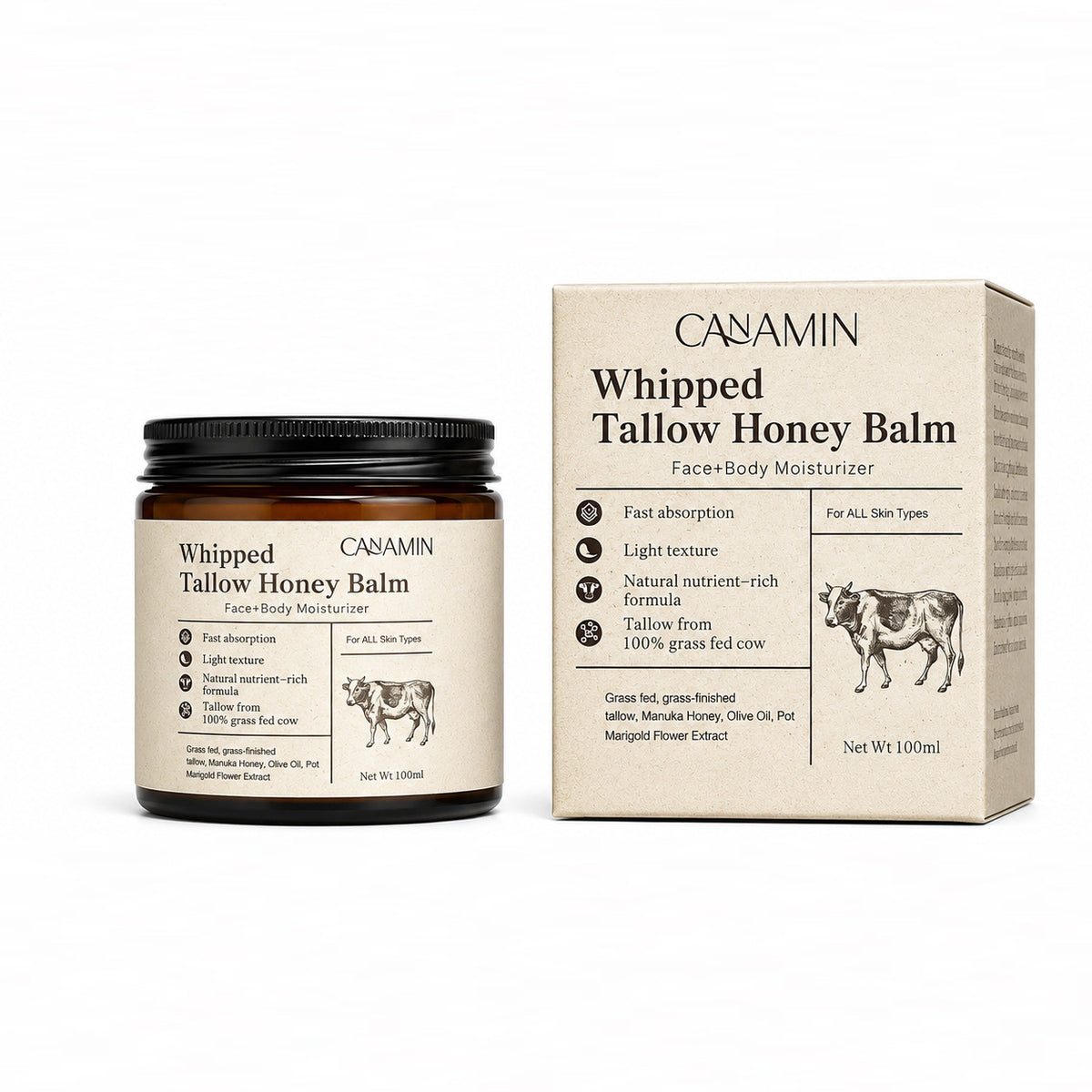 Grass Fed Cow Fat Repair Cream with Honey & Shea Butter - 100g