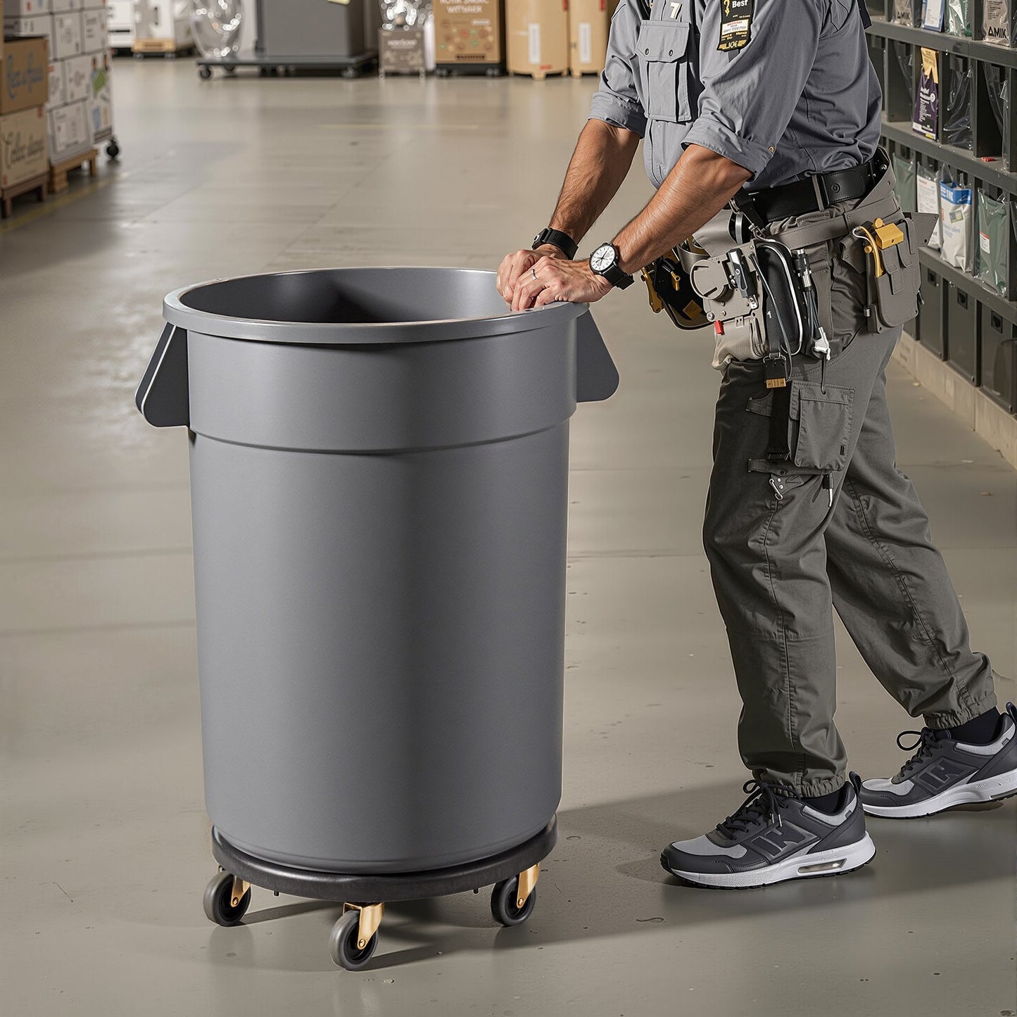 Heavy Duty Trash Can Dolly for 20-55 Gallon Bins - 500lb Capacity, Black