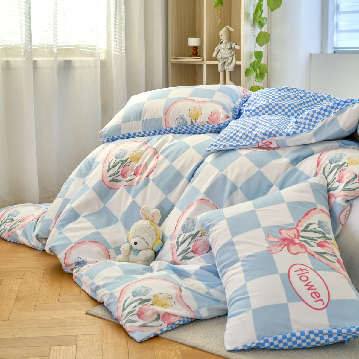 Cross Border Floral Print Duvet Cover Set - Elegant Breathable Bedding