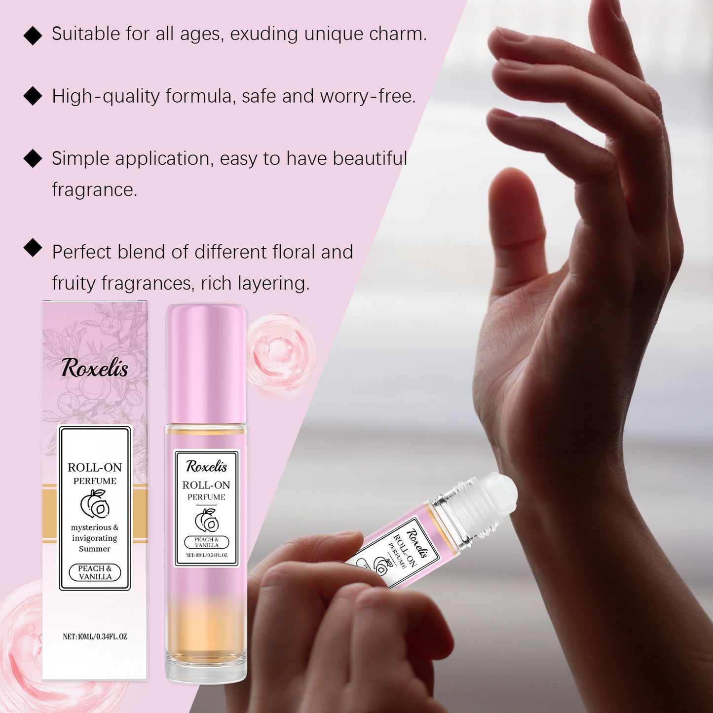 Peach Vanilla Roll-On Perfume - 10ml Long-Lasting Fragrance for Women