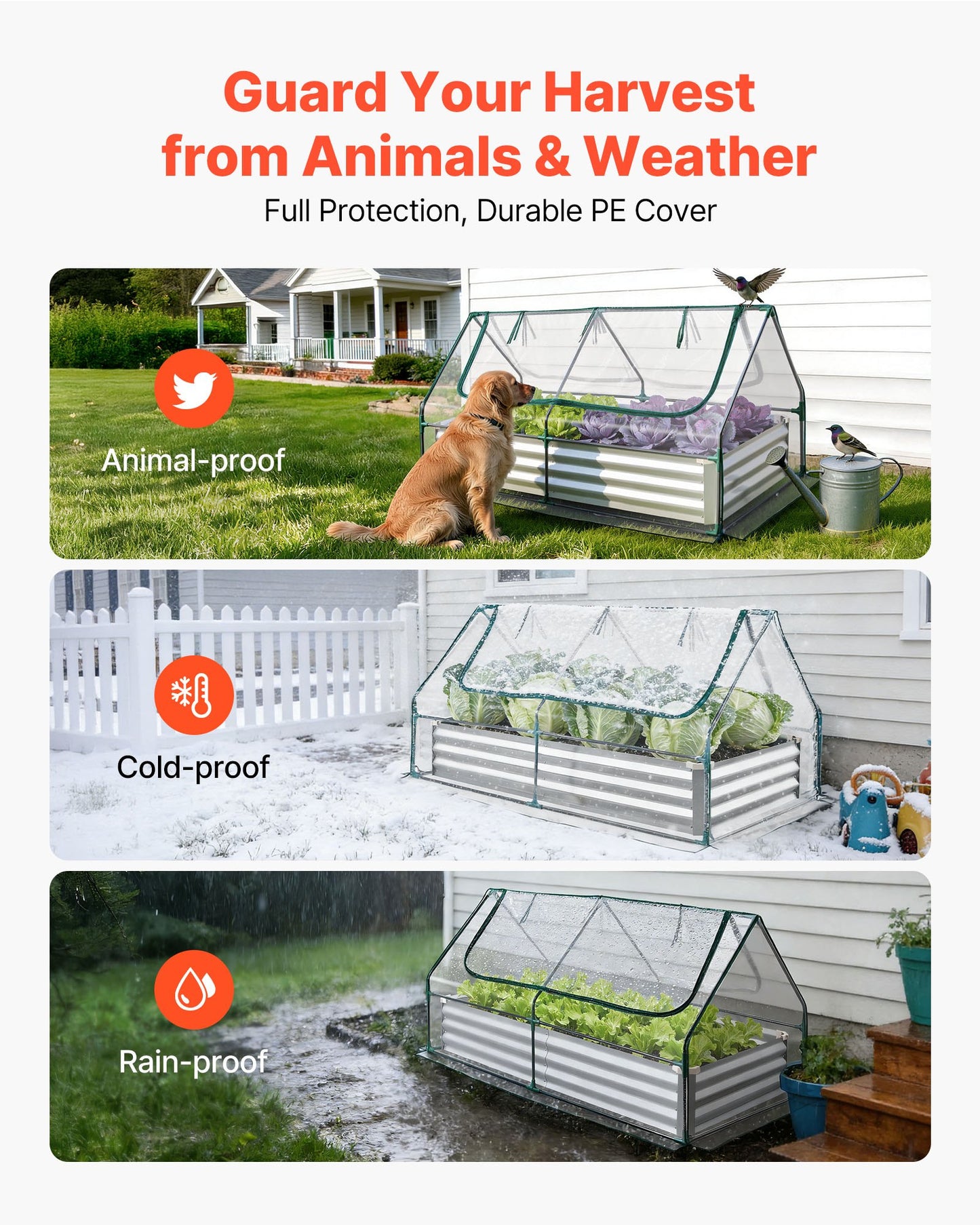 Raised Garden Bed with Greenhouse Cover - 6x3 ft Outdoor Planter Box Kit, Rustproof Steel Frame, Black