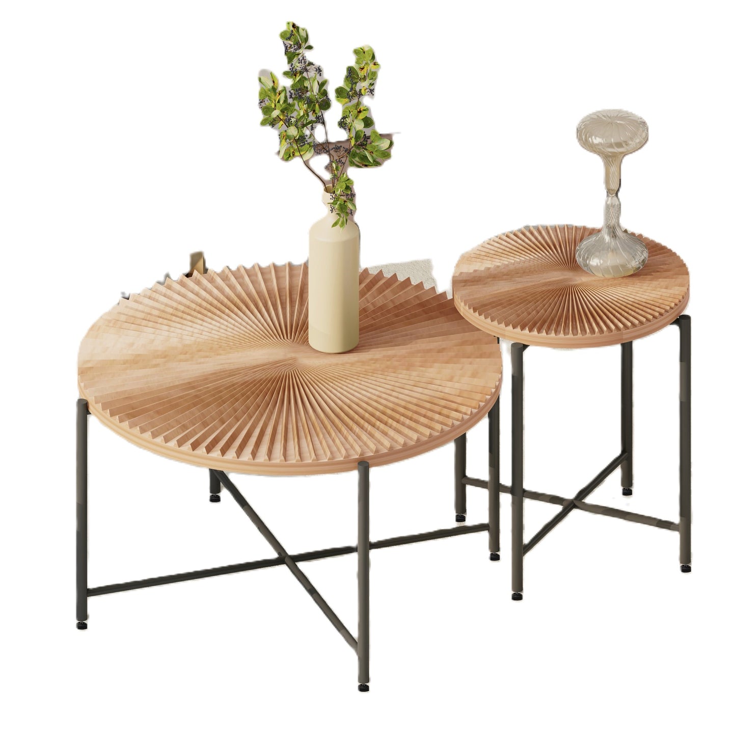 Radial Pattern 2-Piece Coffee And End Table Set -Waterproof MDF With