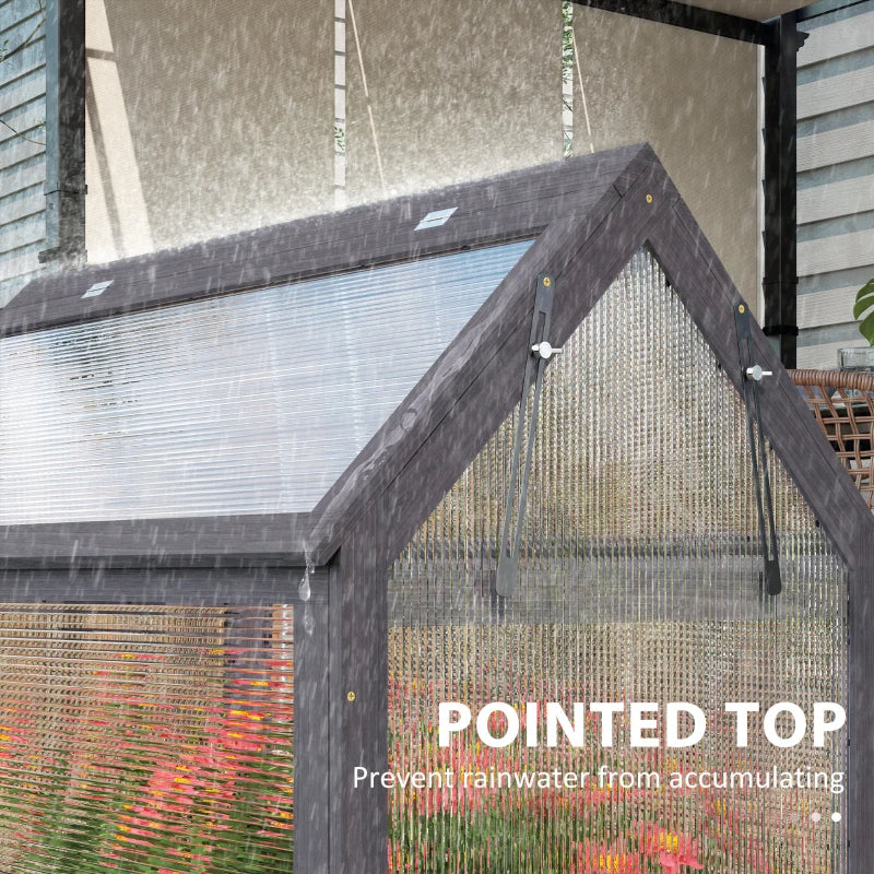 Raised Garden Bed Kit with Greenhouse - Wooden Cold Frame Planter, Gray Silver