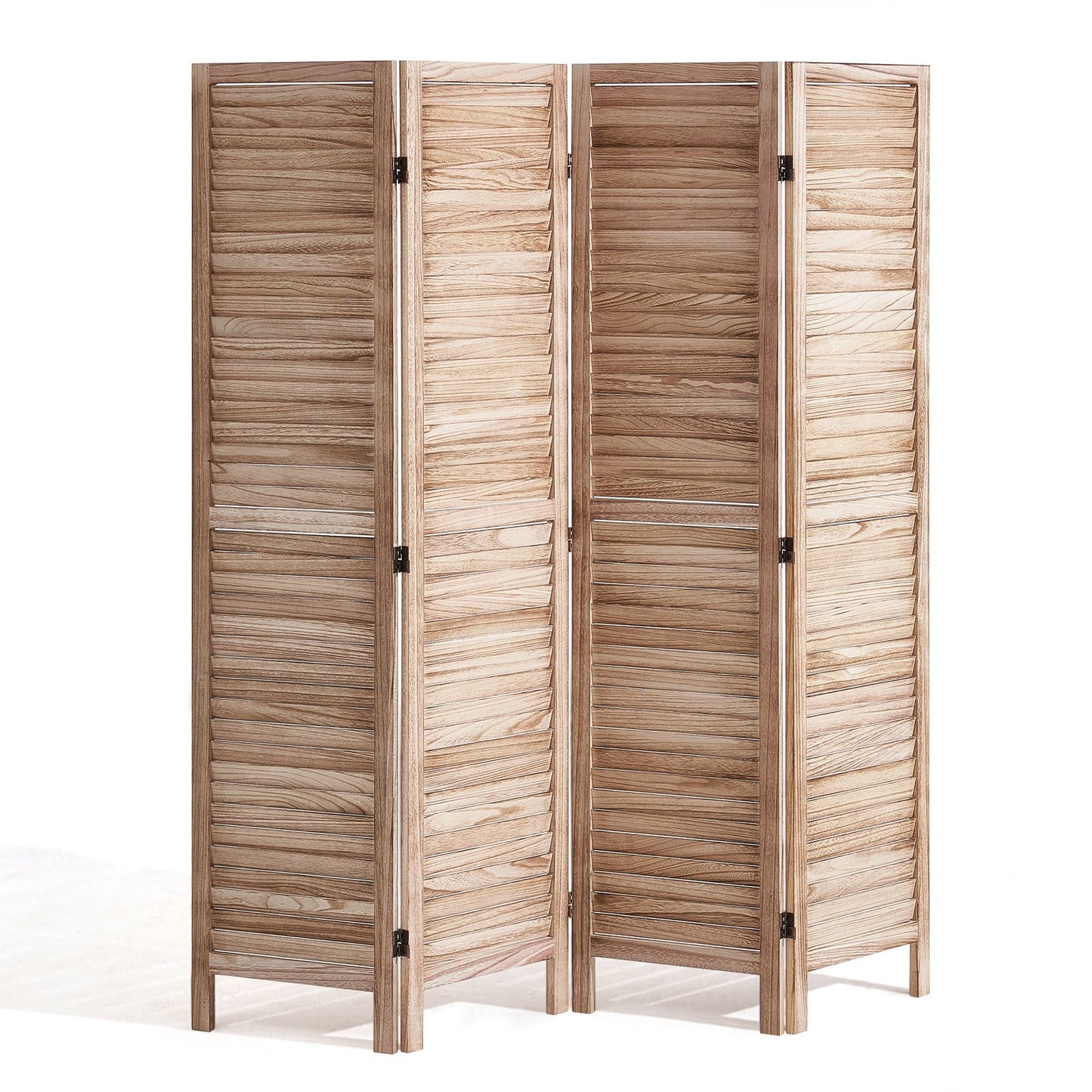 Wood Room Divider - 4 Panel Folding Privacy Screen, 66.9" Tall