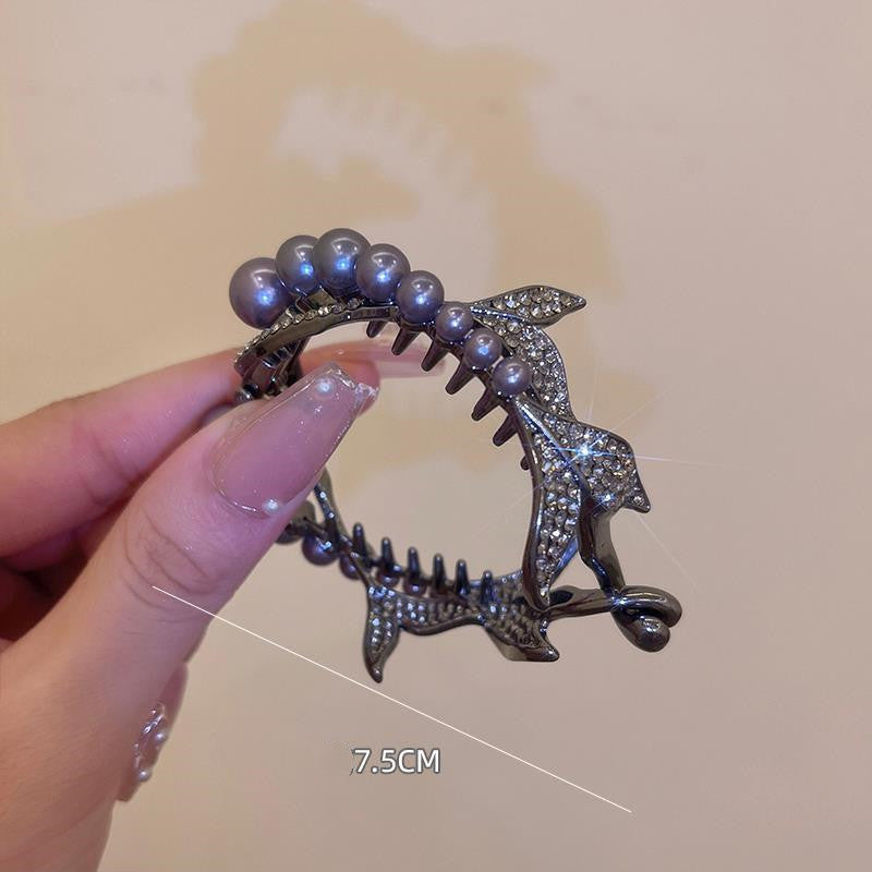 Fish Tail Pearl Hair Clip - Alloy