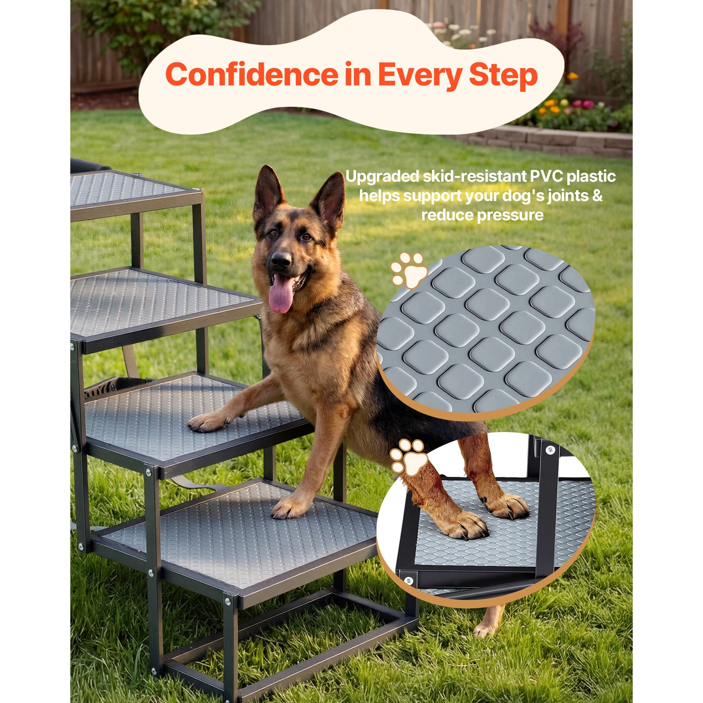 Foldable Dog Car Steps - Non-Slip Pet Ramp for Large Dogs up to 400 Lbs