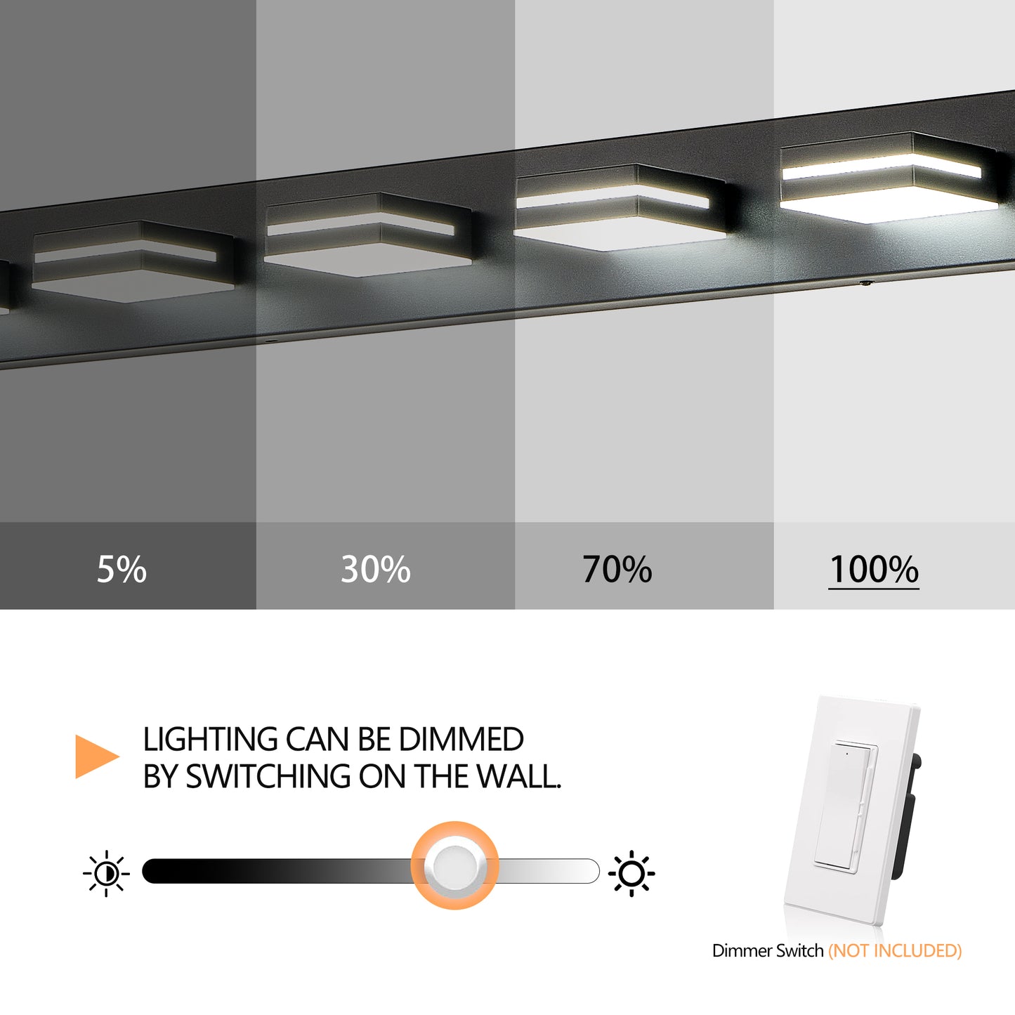 Modern Black LED Vanity Light - 6-Light Wall Sconce for Bathroom