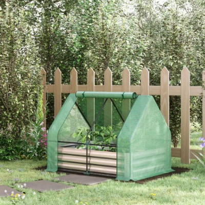 Galvanized Raised Garden Bed with Greenhouse Cover - Outdoor Planter Box