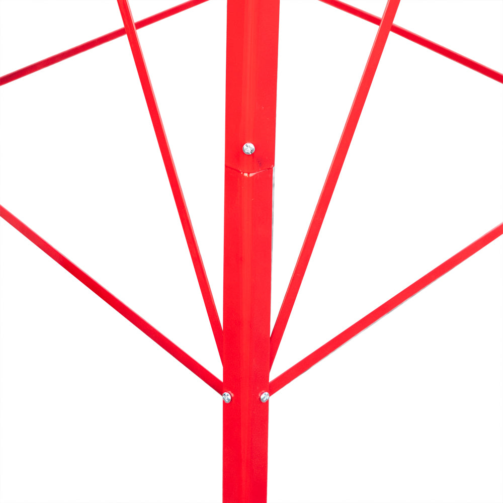 8FT Weather Resistant Garden Windmill with Steel Frame - Red Decorative Windmill for Lawn & Yard
