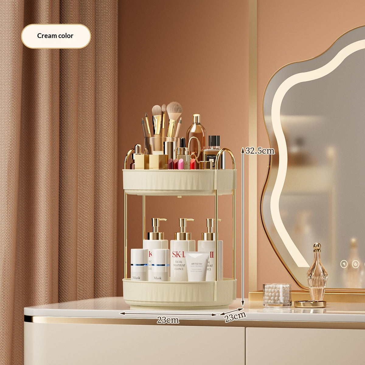 Desktop Vanity Makeup and Skincare Organizer Rack with Multi-Tier Storage