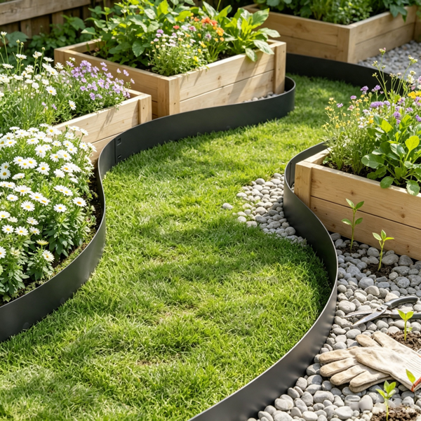 5-Pack Heavy Duty Garden Edging 39 Inch x 5 Inch Galvanized Steel Border Flexible Lawn Border for Flower Beds