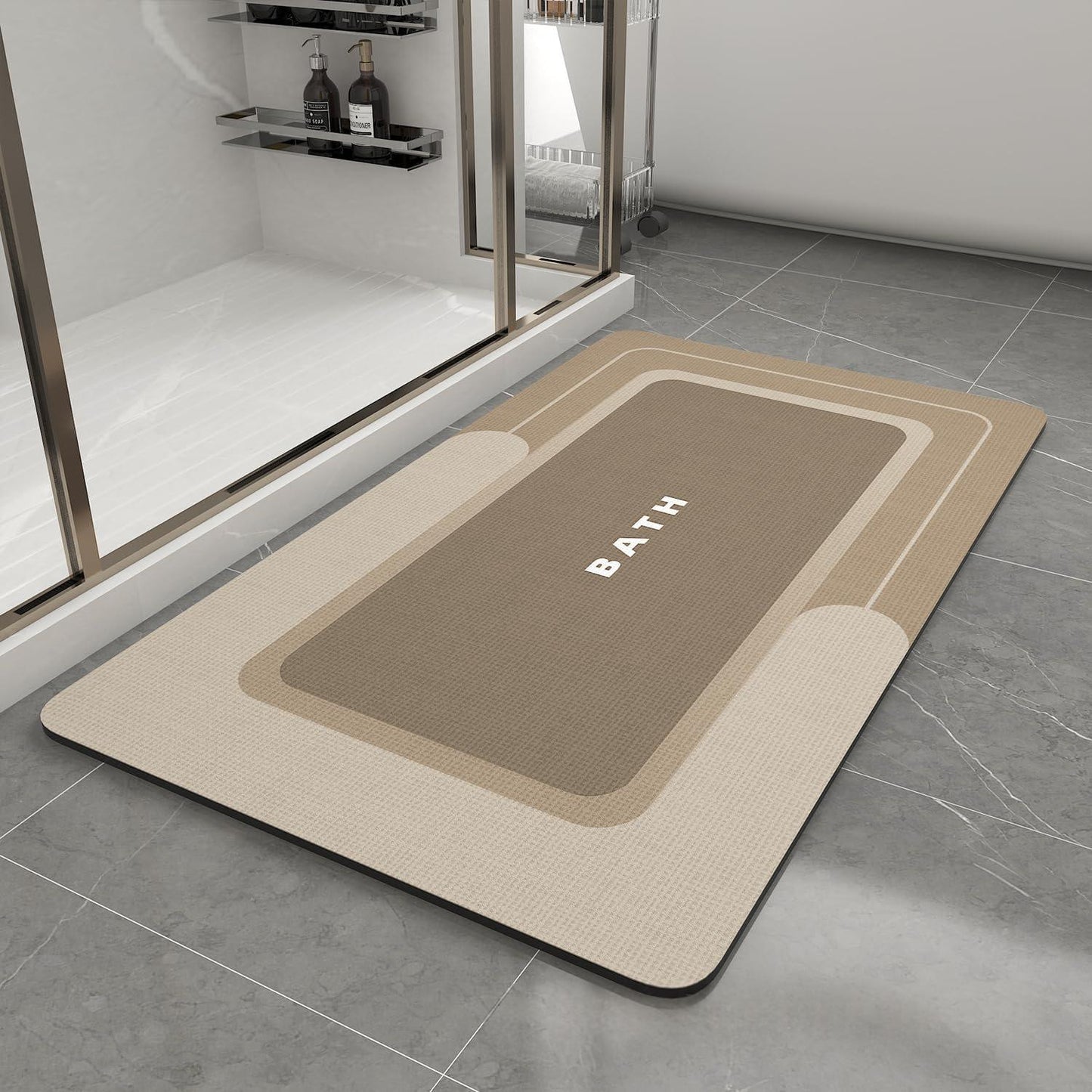 Non-Slip Stain-Resistant Bathroom Floor Mat - Modern Minimalist Square Design
