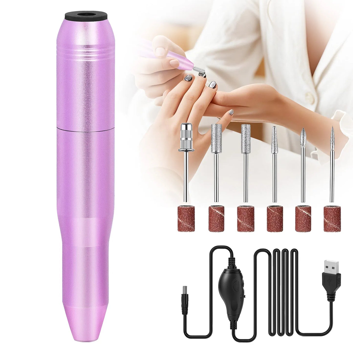 Portable Electric Nail Drill Kit for Acrylic and Gel Nails