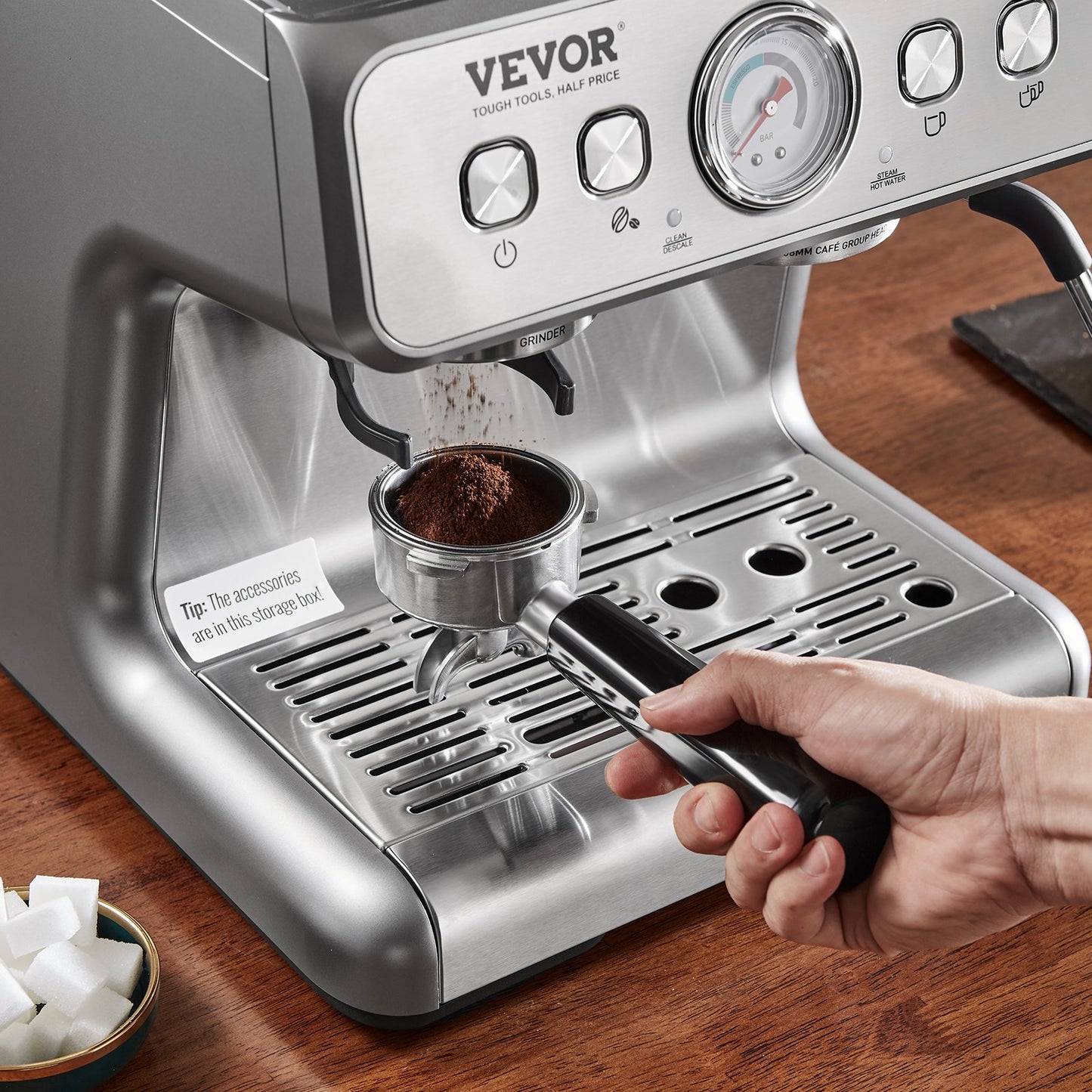 Semi-Automatic Espresso Machine with Grinder & Milk Frother - 15 Bar, PID Control