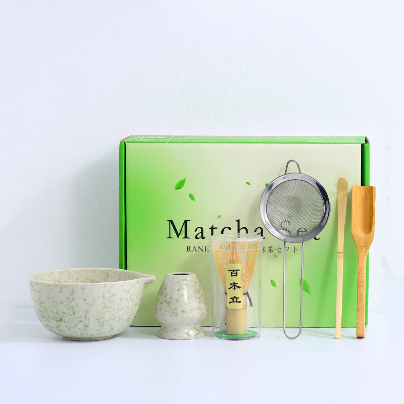 Japanese Tea Ceremony Set with Matcha Bowls & Whisks - Multiple Colors