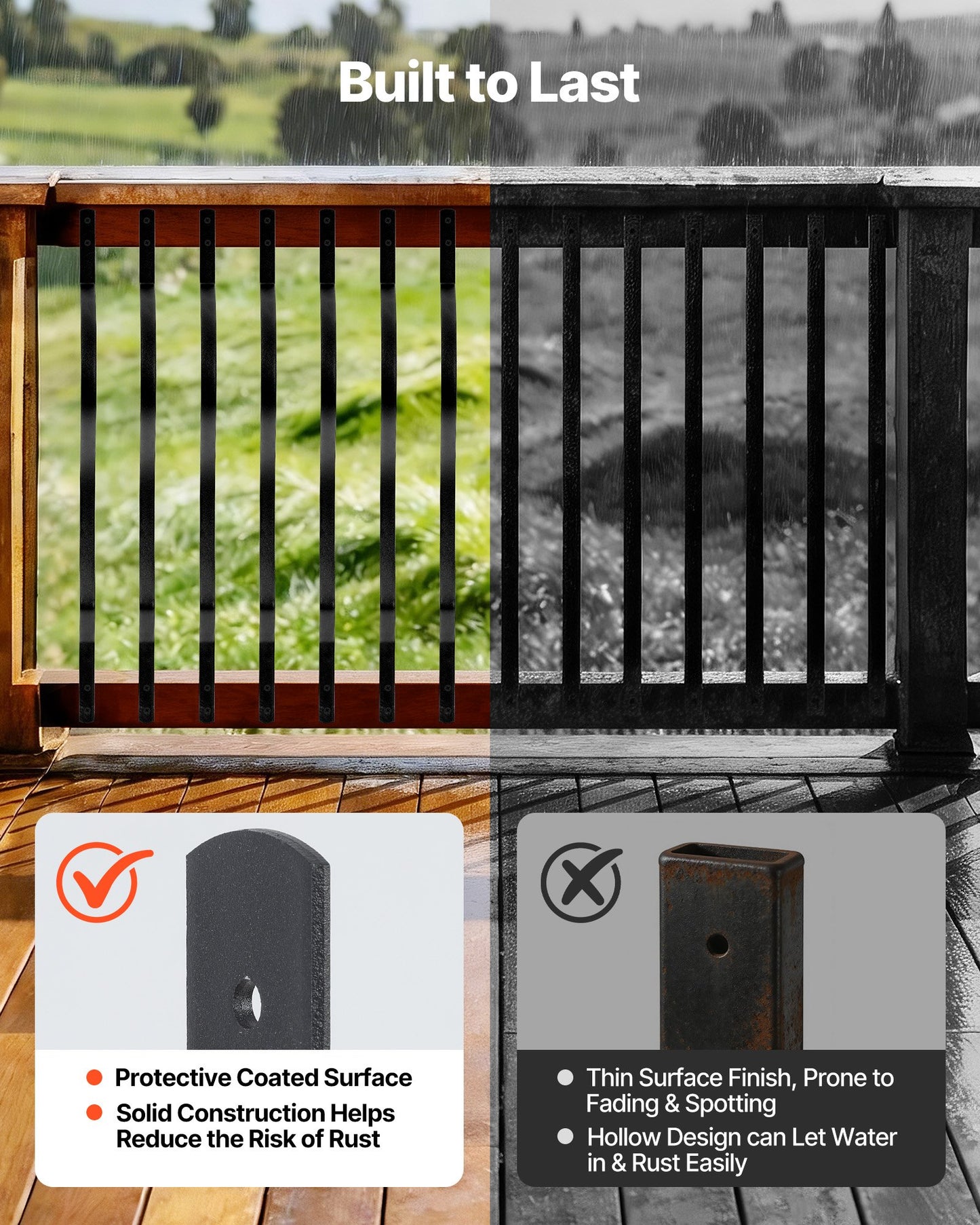 Galvanized Steel Deck Balusters 32.28 In Black Wavy Railing Spindles for Outdoor Decks & Stairs