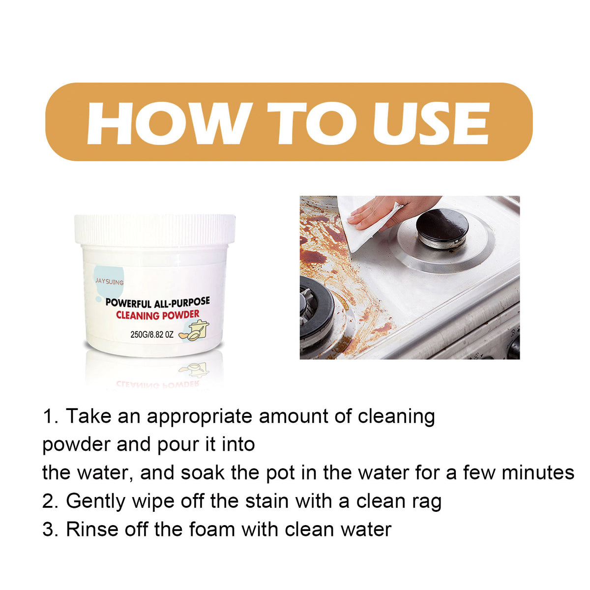 Multi-Purpose Kitchen Cleaning Powder for Heavy Oil & Rust Removal - 110g/250g