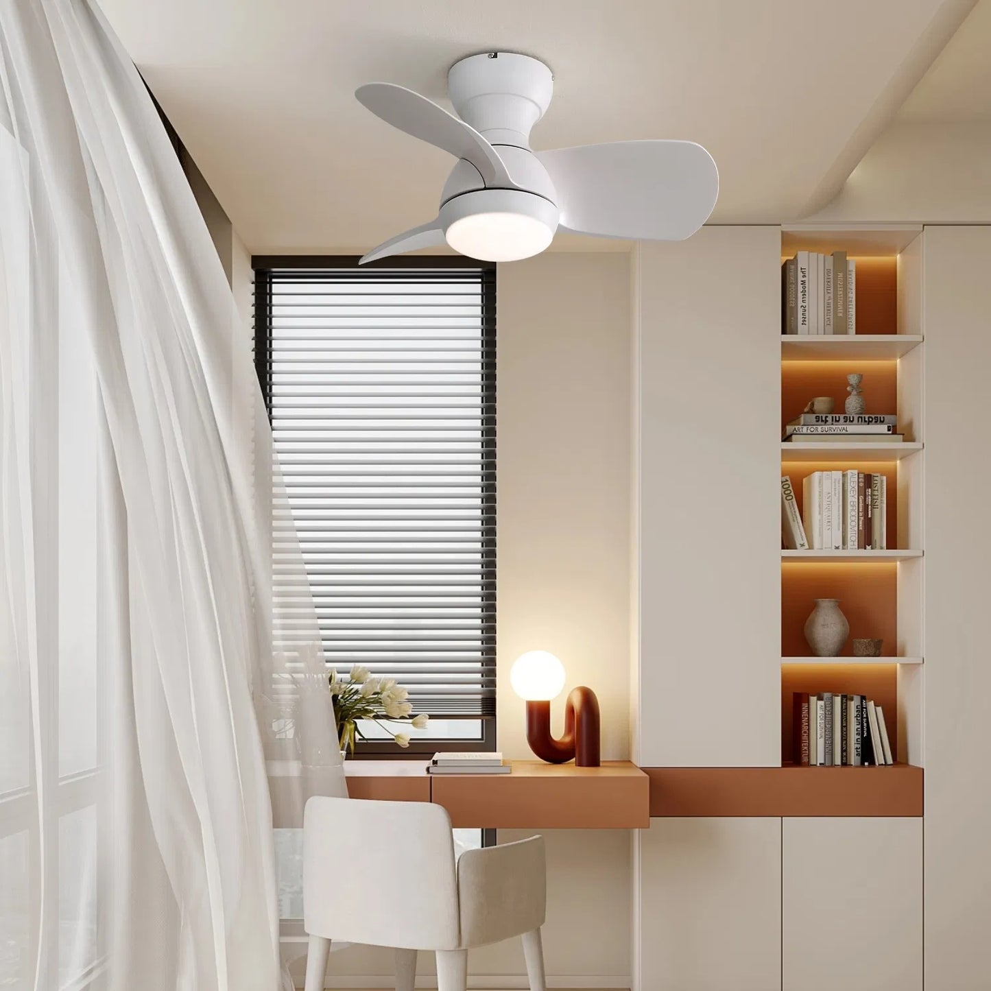 23-Inch Indoor Ceiling Fan with Dimmable 3-Color LED Light & Remote Control