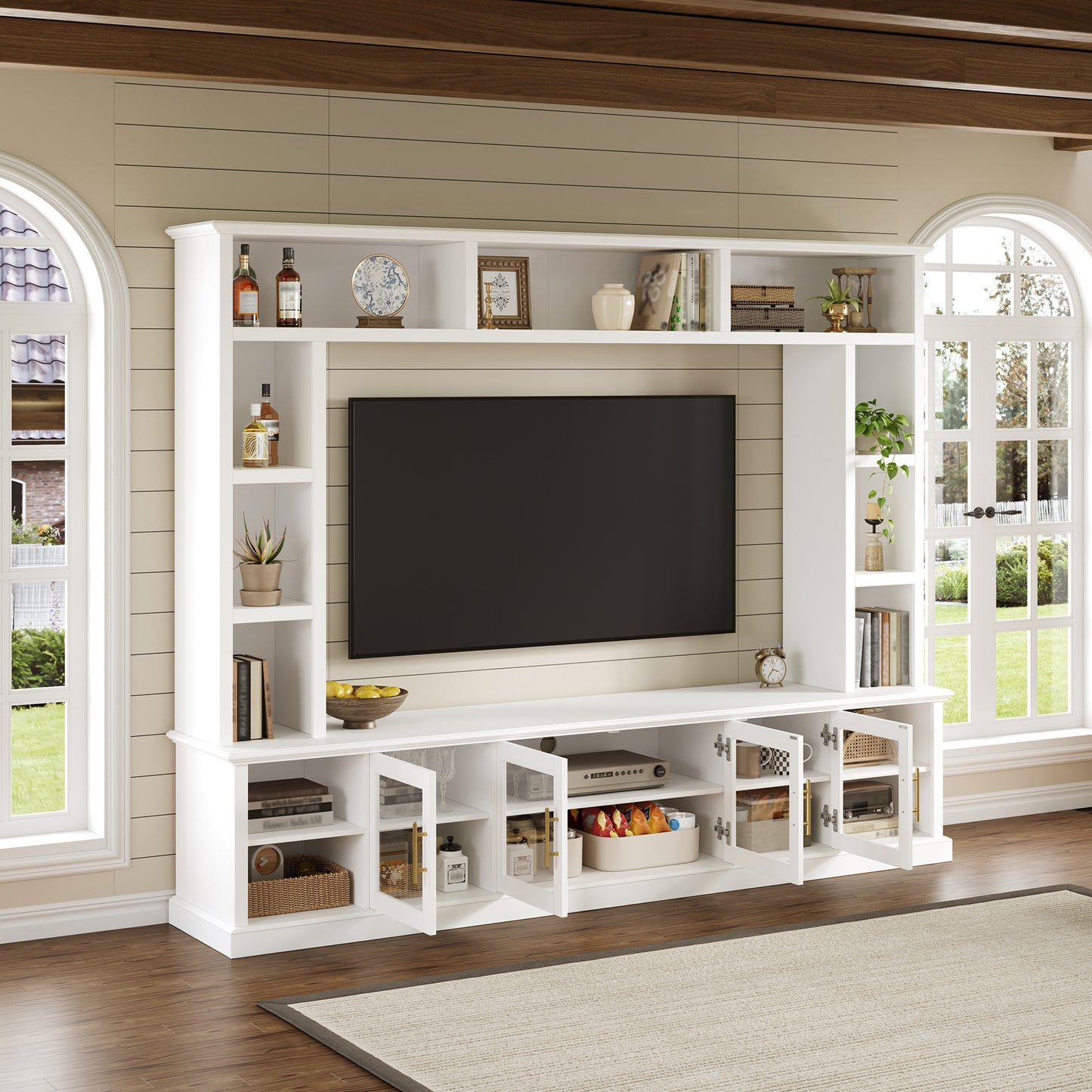 Entertainment Center Wall Unit For TVs Up To 80 , All-in-One Modern