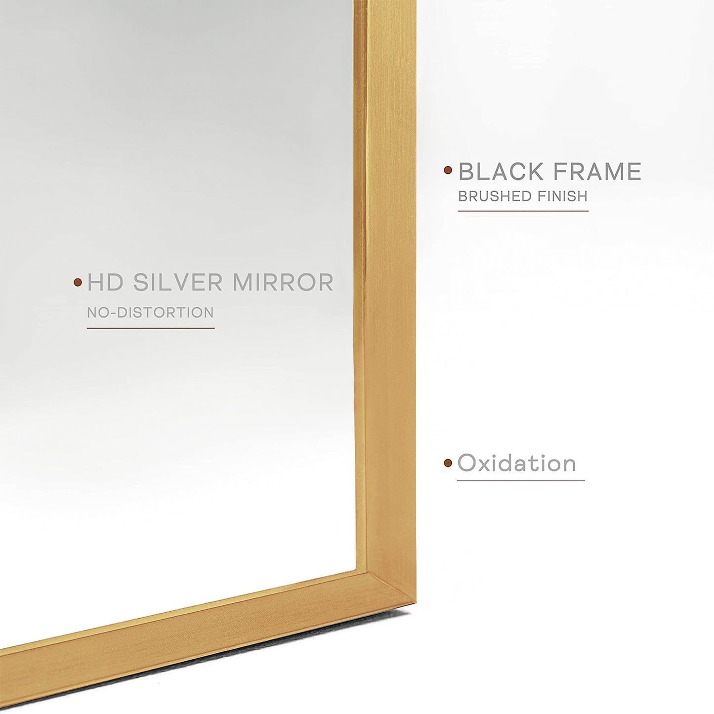 24x36 Inch Gold Metal Framed Arched Bathroom Mirror