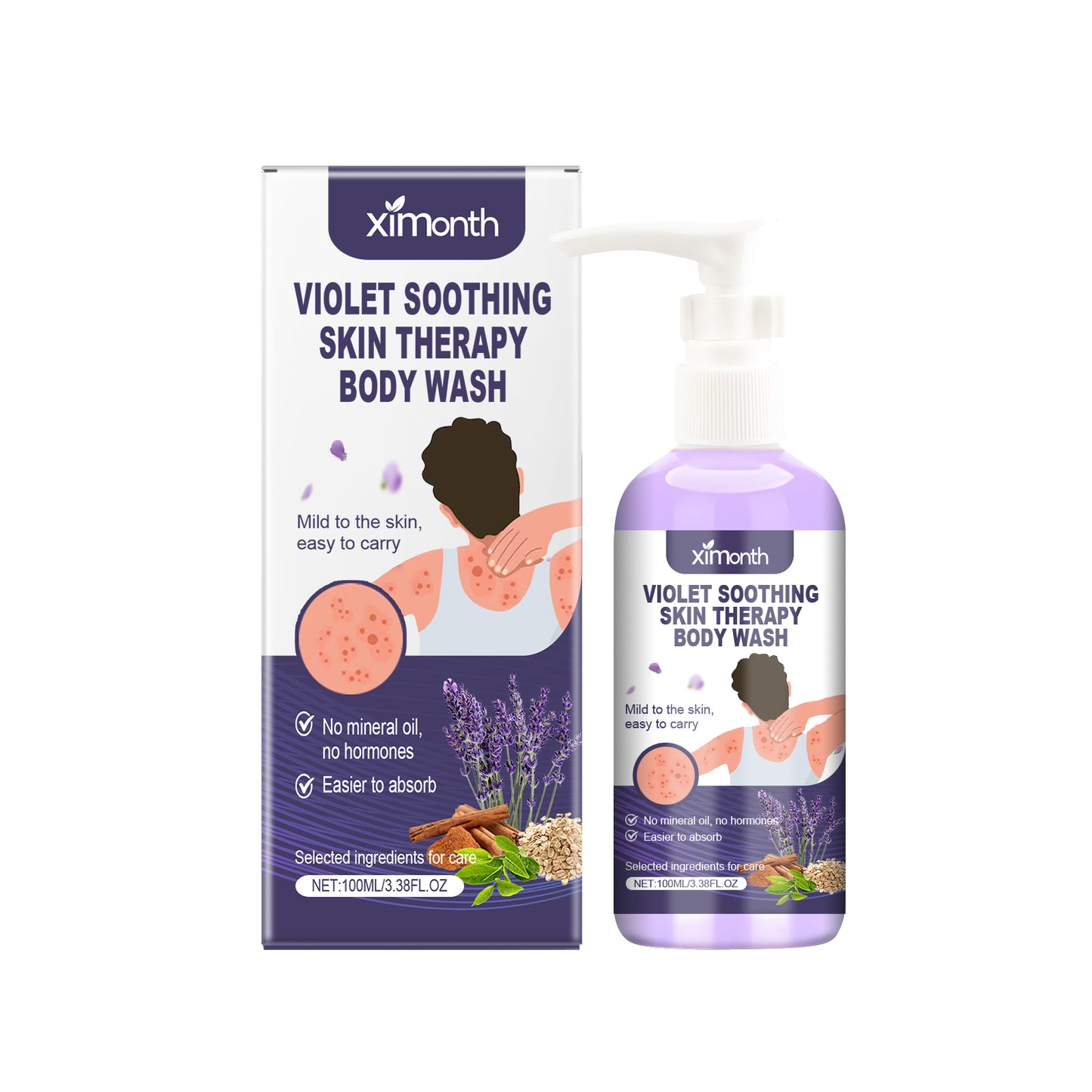 Violet Moisturizing Body Wash - Gentle Skin Cleansing Gel with Tea Tree Oil