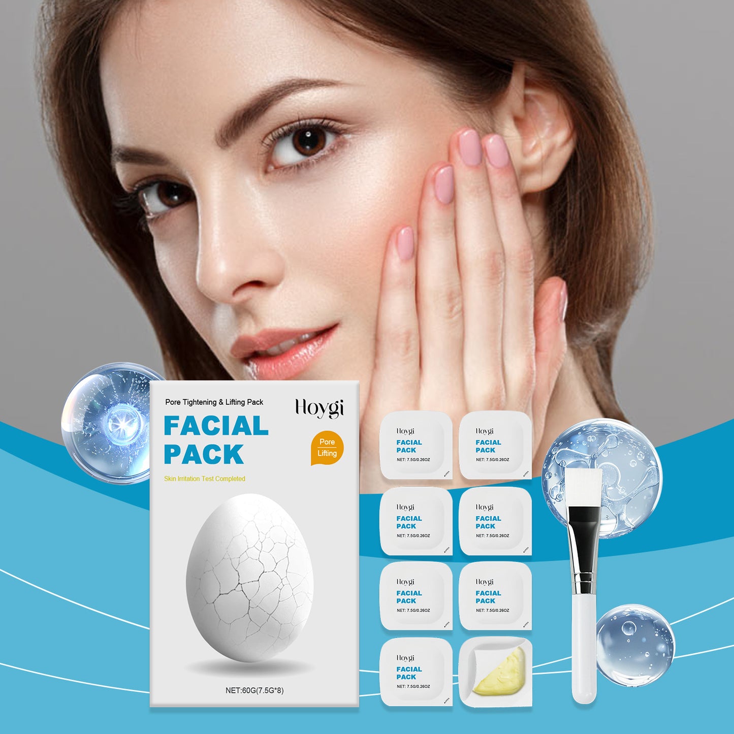 Full Face Mask Set with Brush - Exfoliating & Moisturizing Facial Care