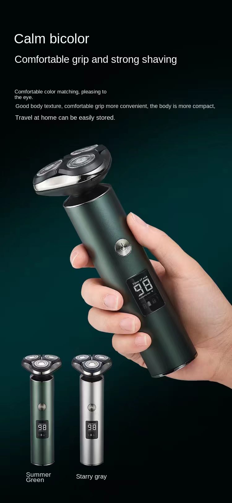 Portable Triple-Head Electric Shaver - Waterproof Wet & Dry Men's Razor
