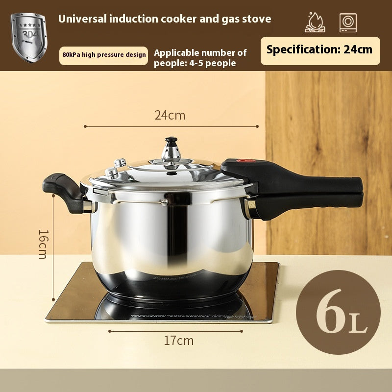 Universal Stainless Steel Pressure Cooker with Double Bottom & Handle - Large Capacity