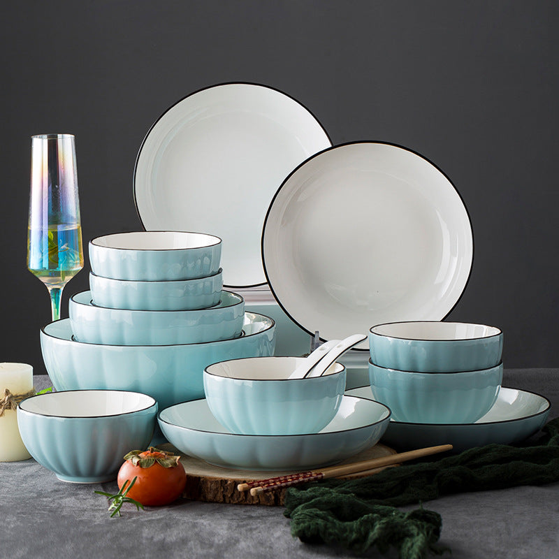 Japanese Korean Pumpkin Bowl Set Porcelain Tableware - Multiple Styles & Sizes