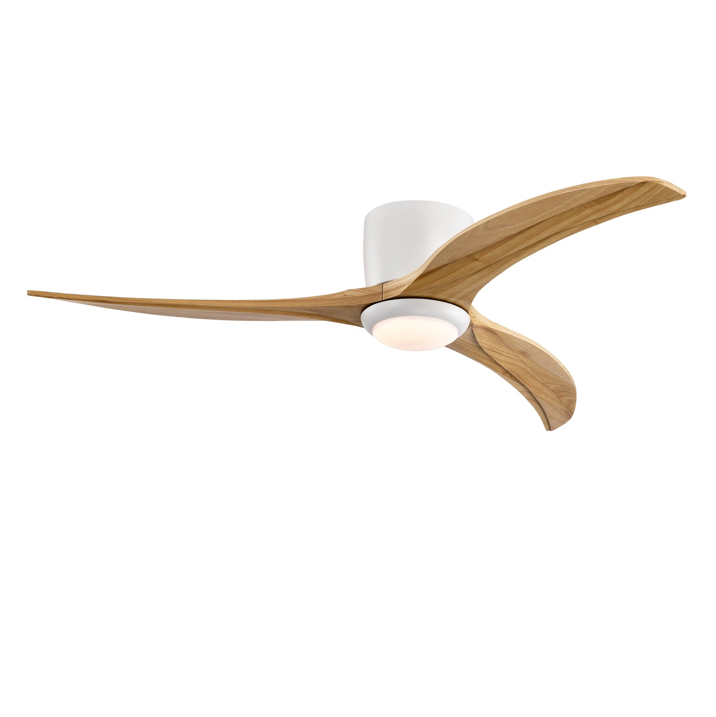 52" Solid Wood Ceiling Fan with Light & Remote Control - Matte White Natural