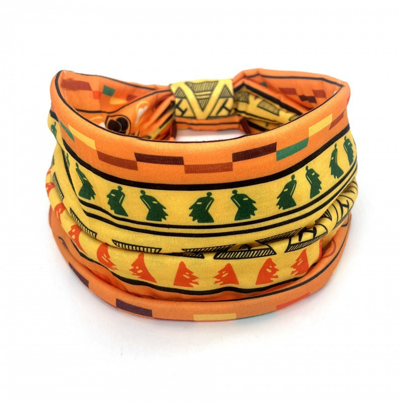 Wide-Brimmed Yoga & Cycling Headband with Printed Pattern - Bohemian Style